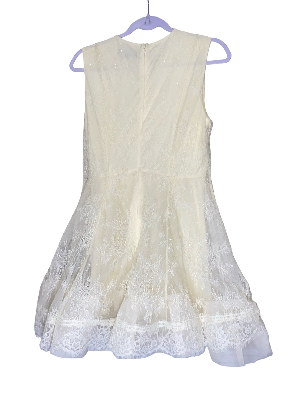 Lulus Charmaine Cream Lace Sleeveless Skater Mini Dress - Picture 8 of 14